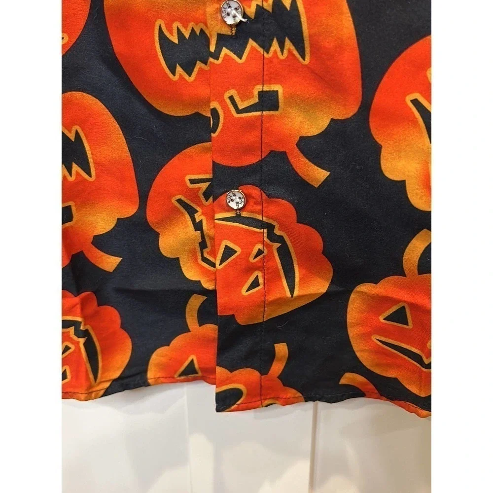 Pumpkin Halloween‎ Bowling Shirt Boys Youth Medium Orange Pumpkins